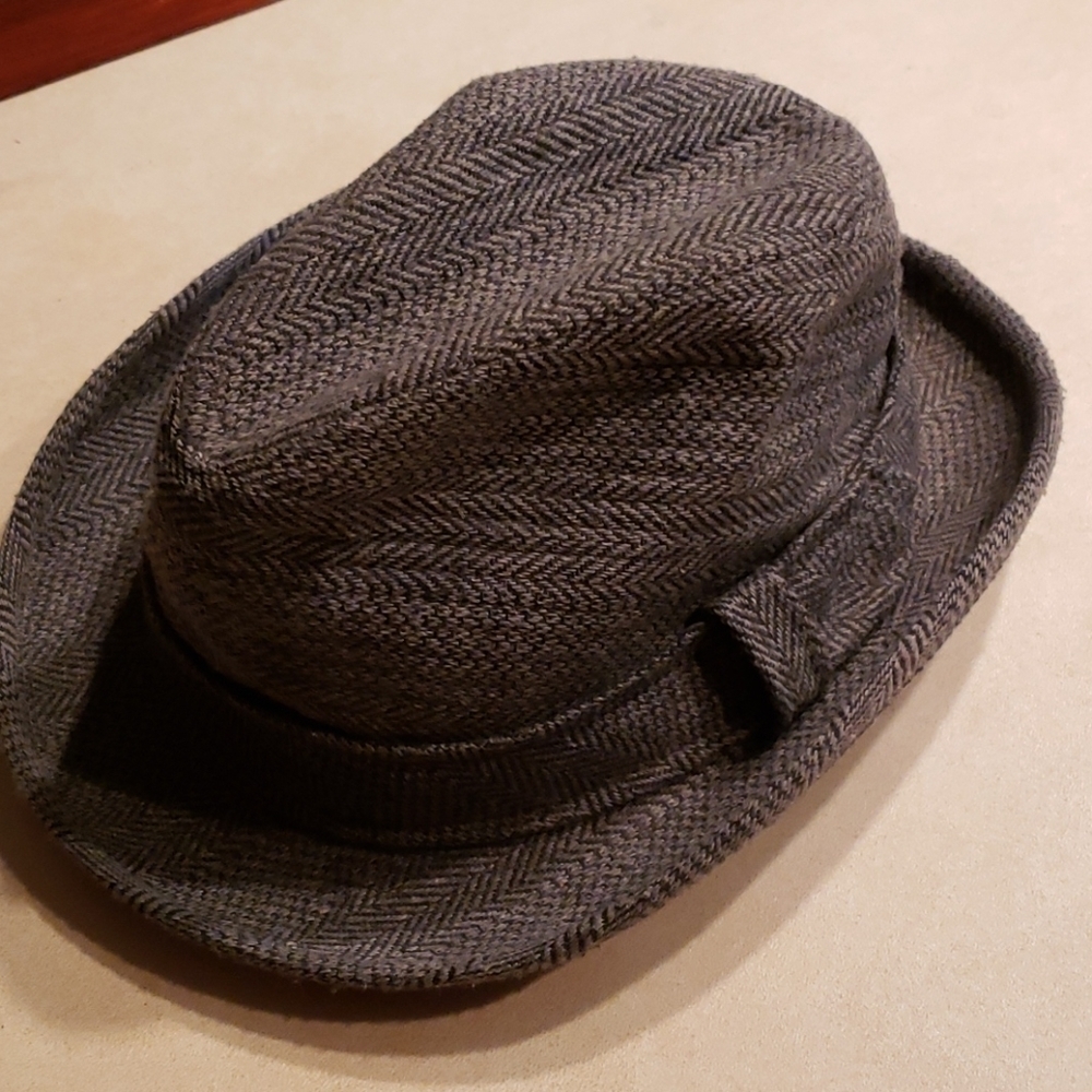 BEE Hats USA Fedora Wool Herringbone Black & Grey